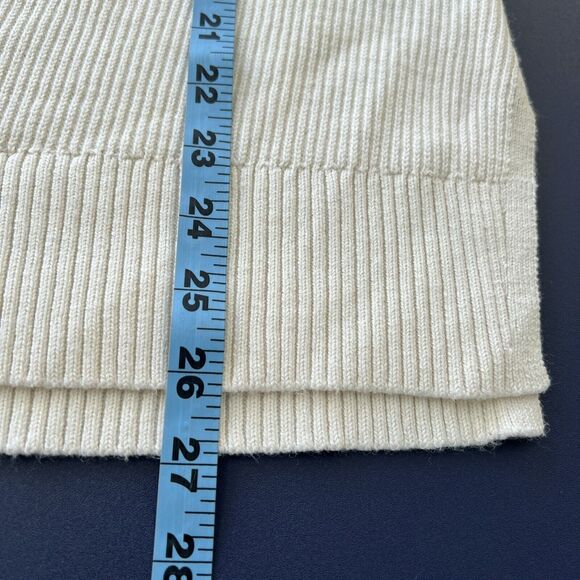 ATHLETA Merino Extra Fine Wool Blend Rib Knit Hanover Vneck Minimalist Sweater M - Picture 9 of 11